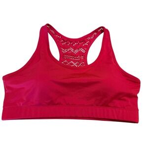 Zyia Active Sports Bra Womens XL Red Racerback Laser Cut Mesh Support